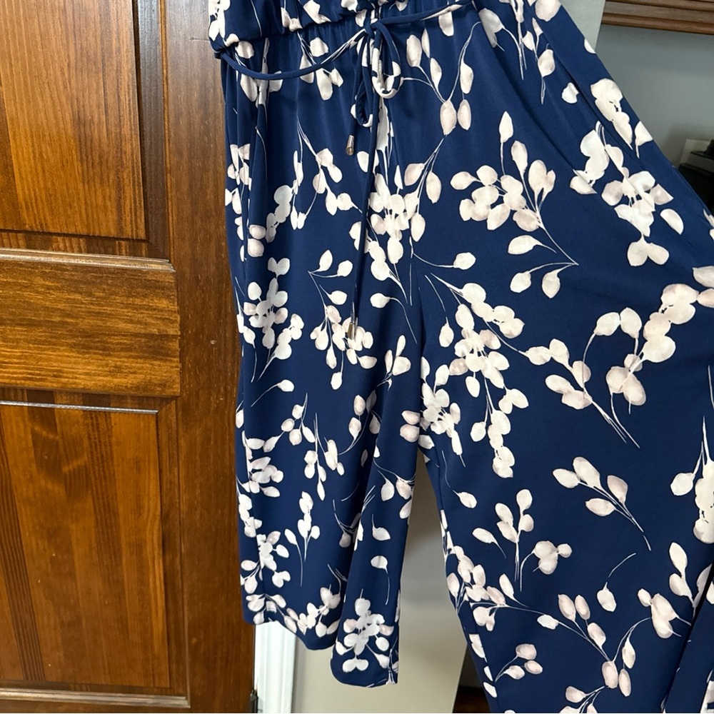 Navy Floral Petite Jumpsuit - Picture 2 of 5